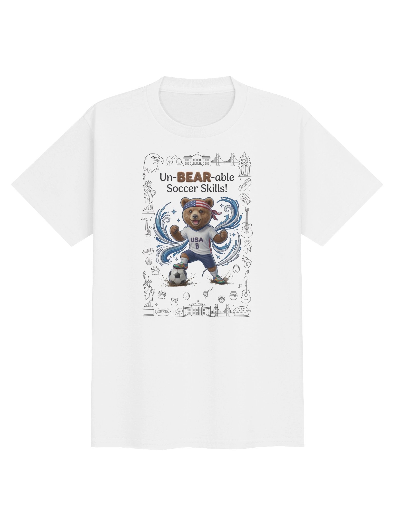 USA Soccer Bear Kids T-Shirt - Un-BEAR-able Soccer Skills product image (11)