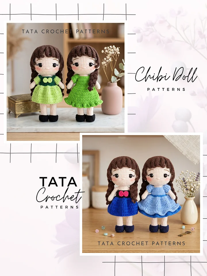 Chibi Doll Amigurumi Crochet Pattern - Bundle 2 | Digital Download PDF product image (1)