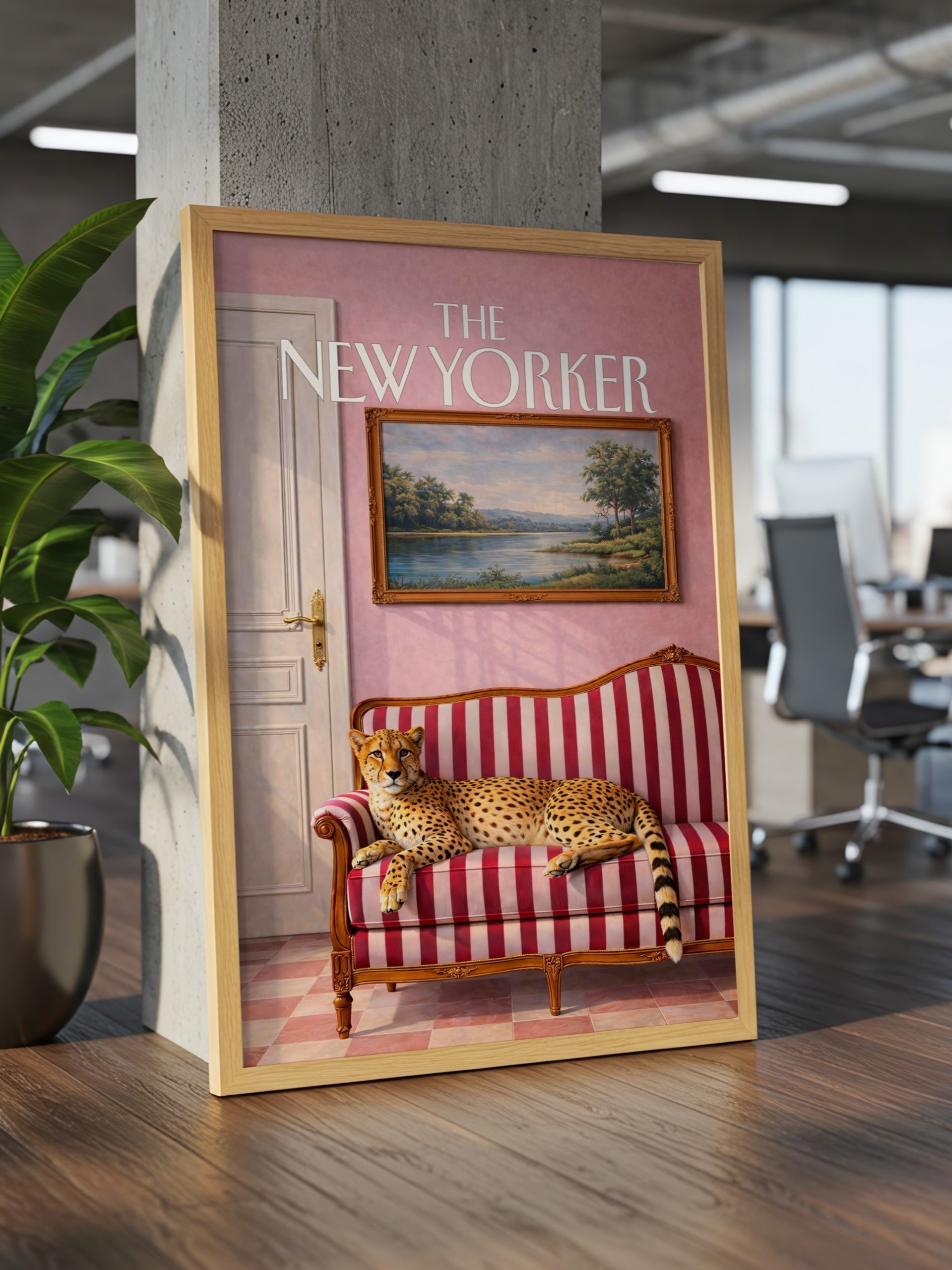 Cheetah on Sofa Wall Art-The New Yorker Style Print product image (5)