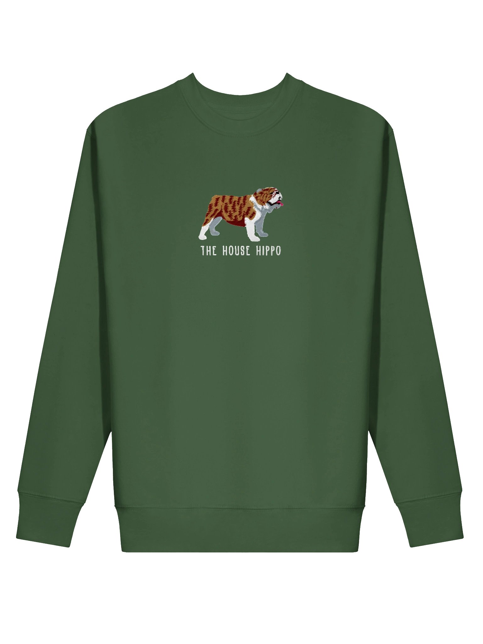 The House Hippo Sweatshirt (Embroidered) of an English Bulldog(Brindle & White) product image (30)