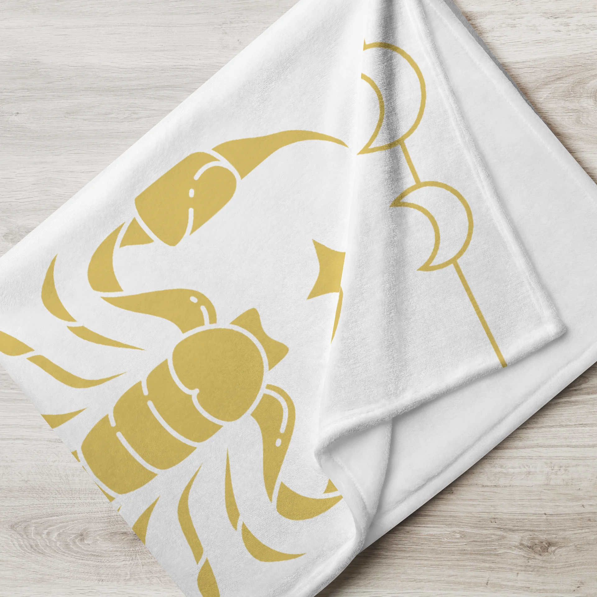 Scorpio Zodiac Blanket — Gold & White Scorpion Pencil Art Throw for Witchy Bedroom Décor product image (7)