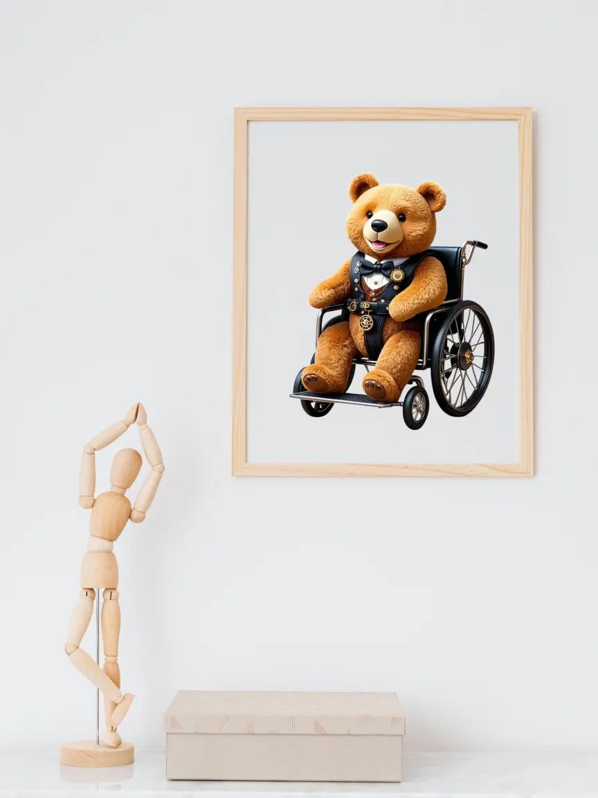Teddy Bear in Wheelchair Kid Nursery Print Child Wall Art product image (2)