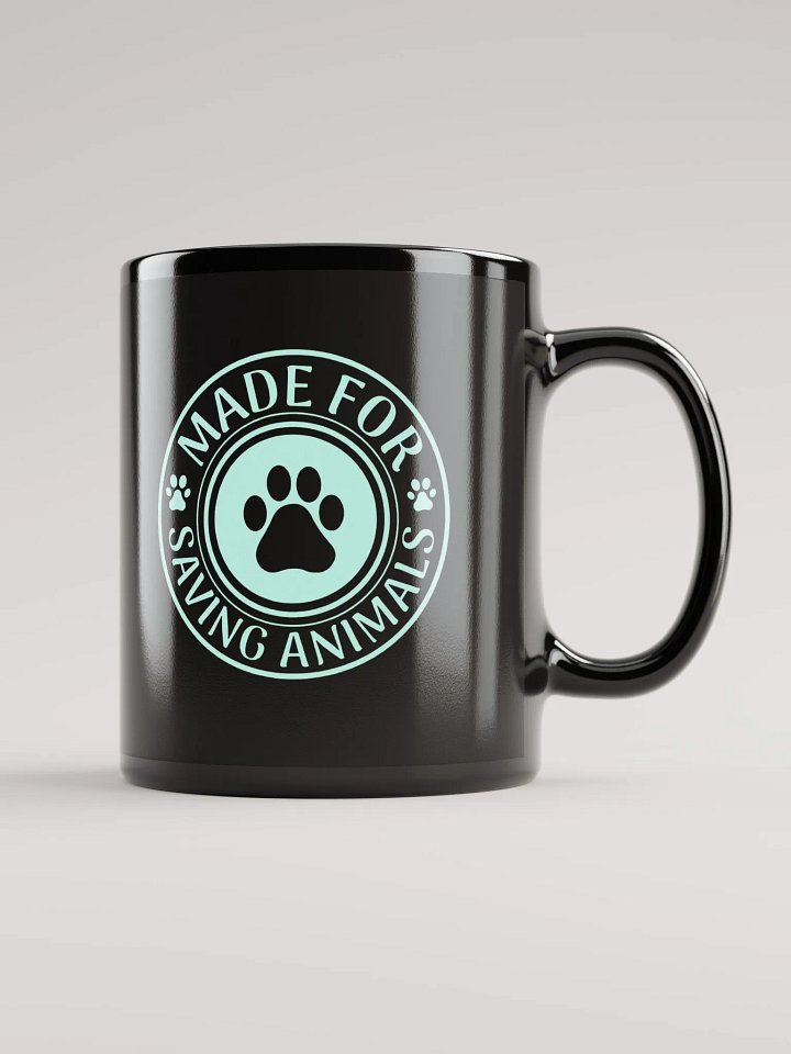 "Made for save animals-stamp" black glossy mug product image (1)