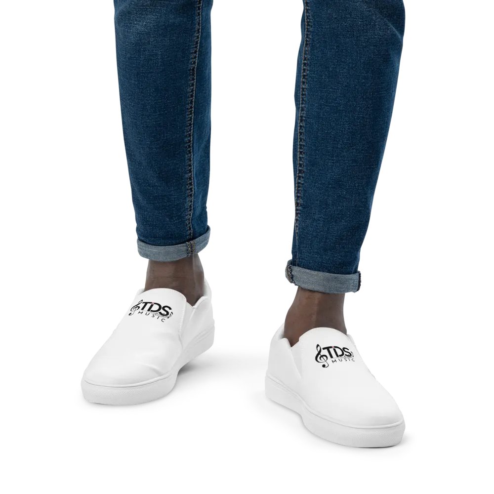 Exclusive TDS Music Design Men's White Canvas Slip-On Shoes - Handmade for Comfort and Style product image (1)