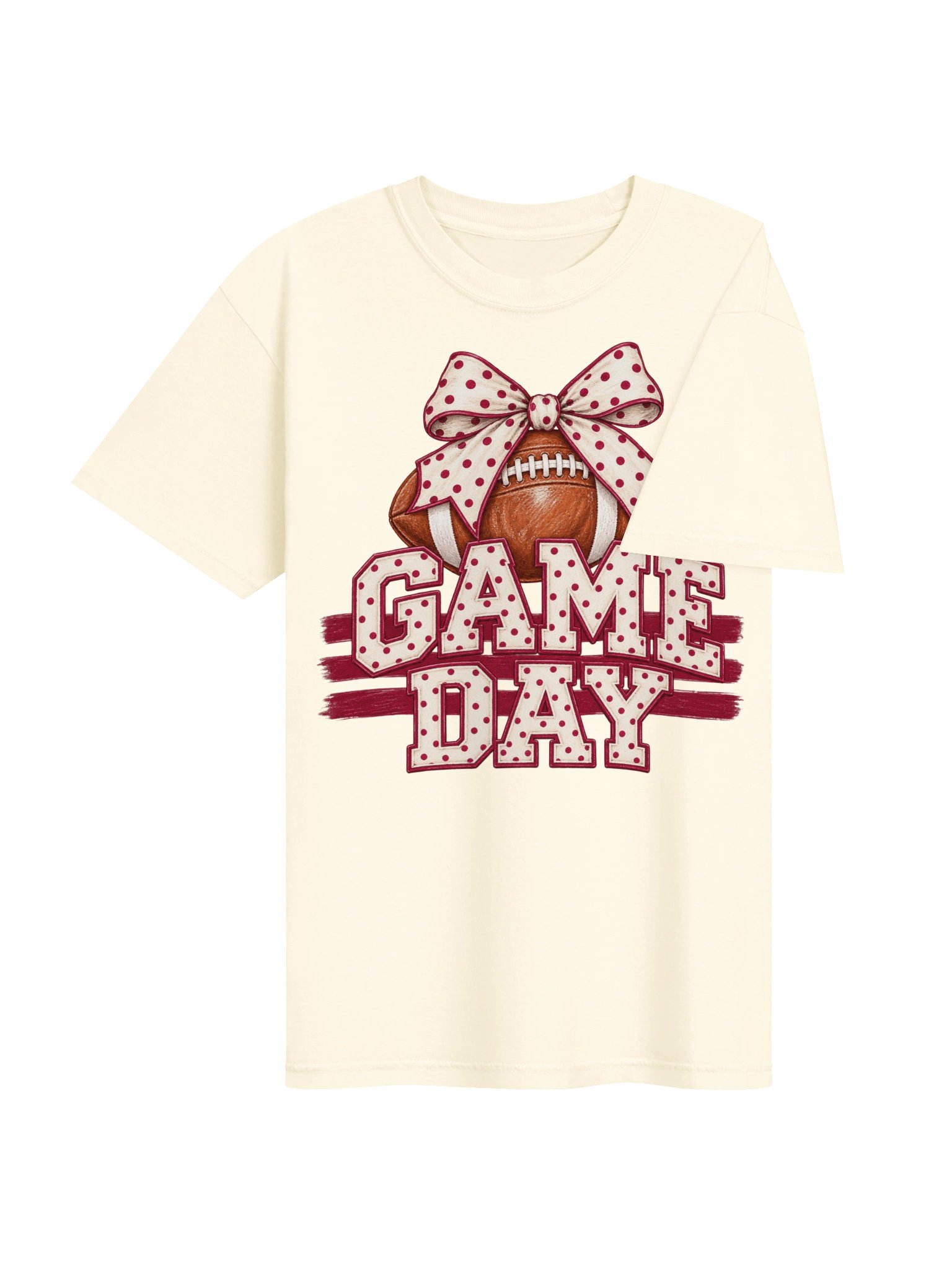 Preppy Game Day Football Shirt, Polka Dot Bow Game Day Comfort Colors® Tee, Football Mom Shirt, Cute Football Season Shirt, Tailgate Outfit product image (4)