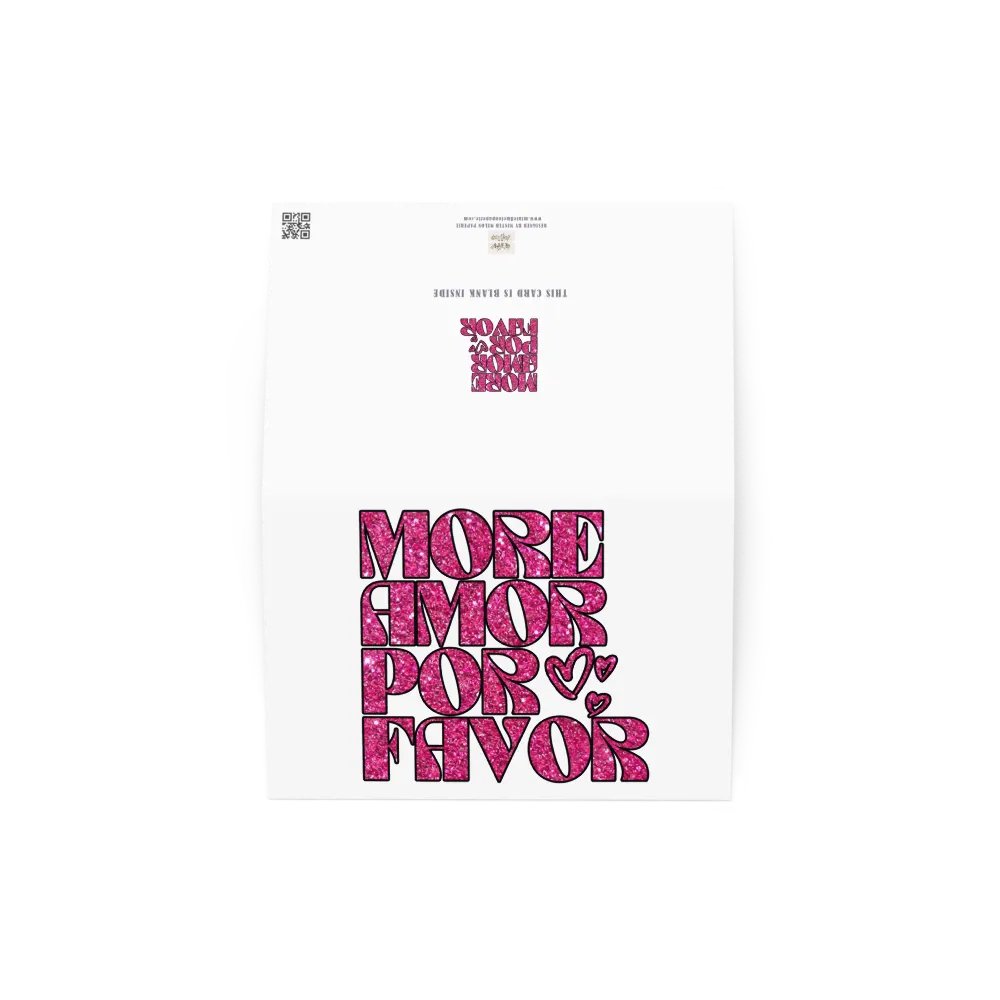 Pink Glitter Valentine Card More Amor Por Favor product image (3)