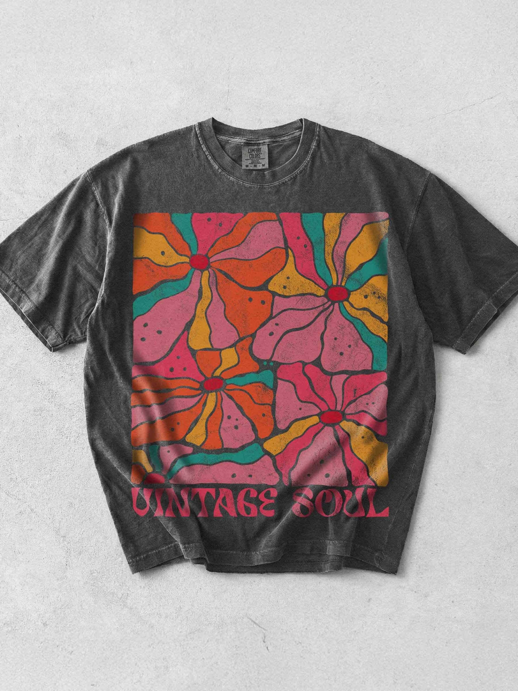 Vintage Soul Floral Shirt – Retro Boho Flower Aesthetic Graphic Tee product image (1)