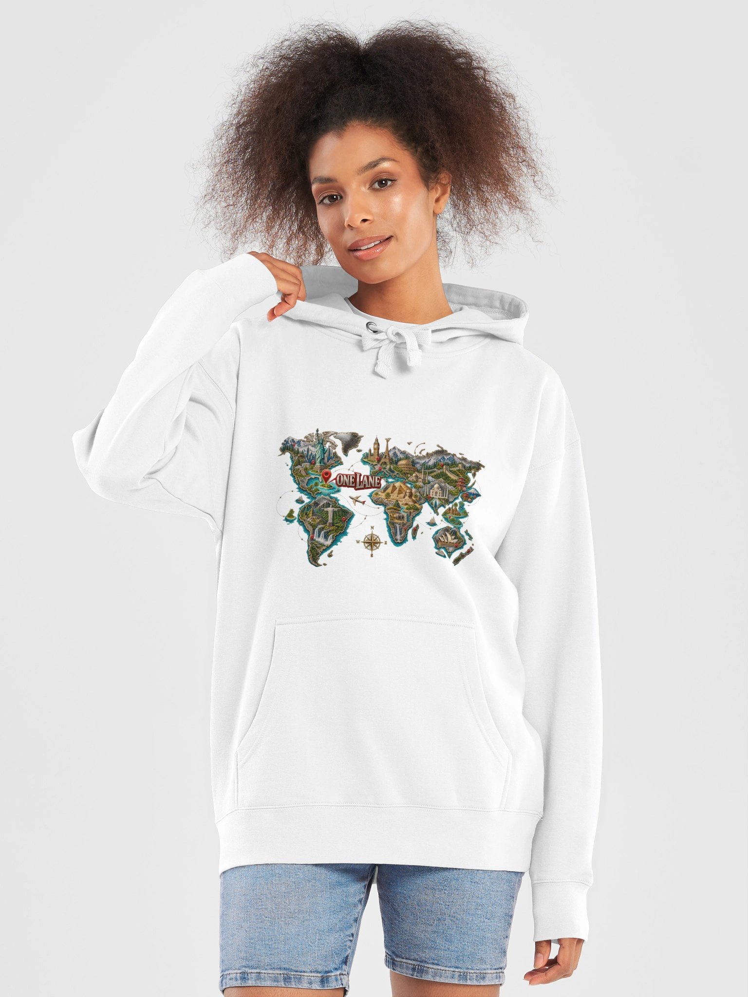 One Lane World Map Hoodie product image (5)