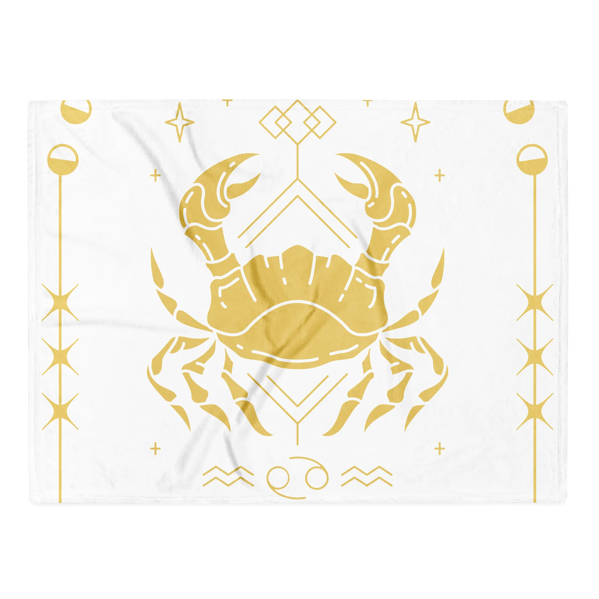 Cancer Zodiac Blanket — Gold & White Crab Pencil Art Throw for Witchy Bedroom Décor product image (2)