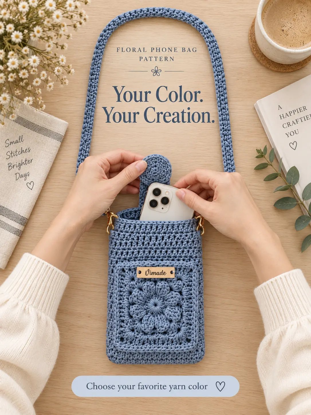 Crochet Phone Bag with Floral Pocket product image (5)