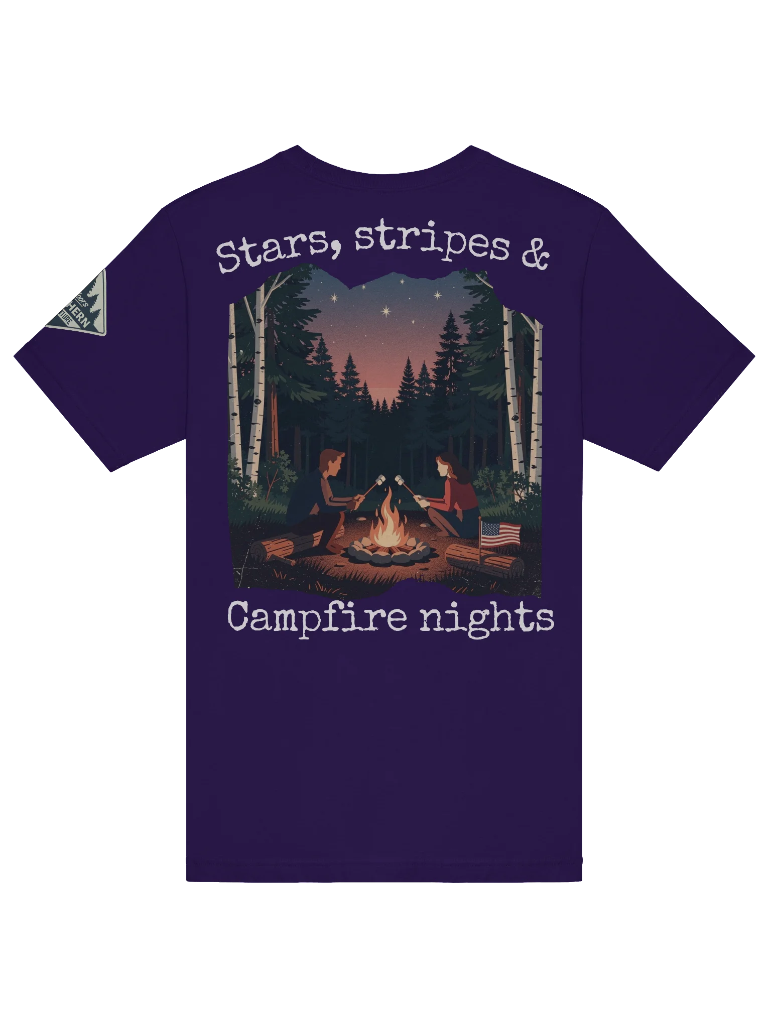 Stars, Stripes & Campfire Nights – Patriotic Northwoods T-Shirt product image (6)