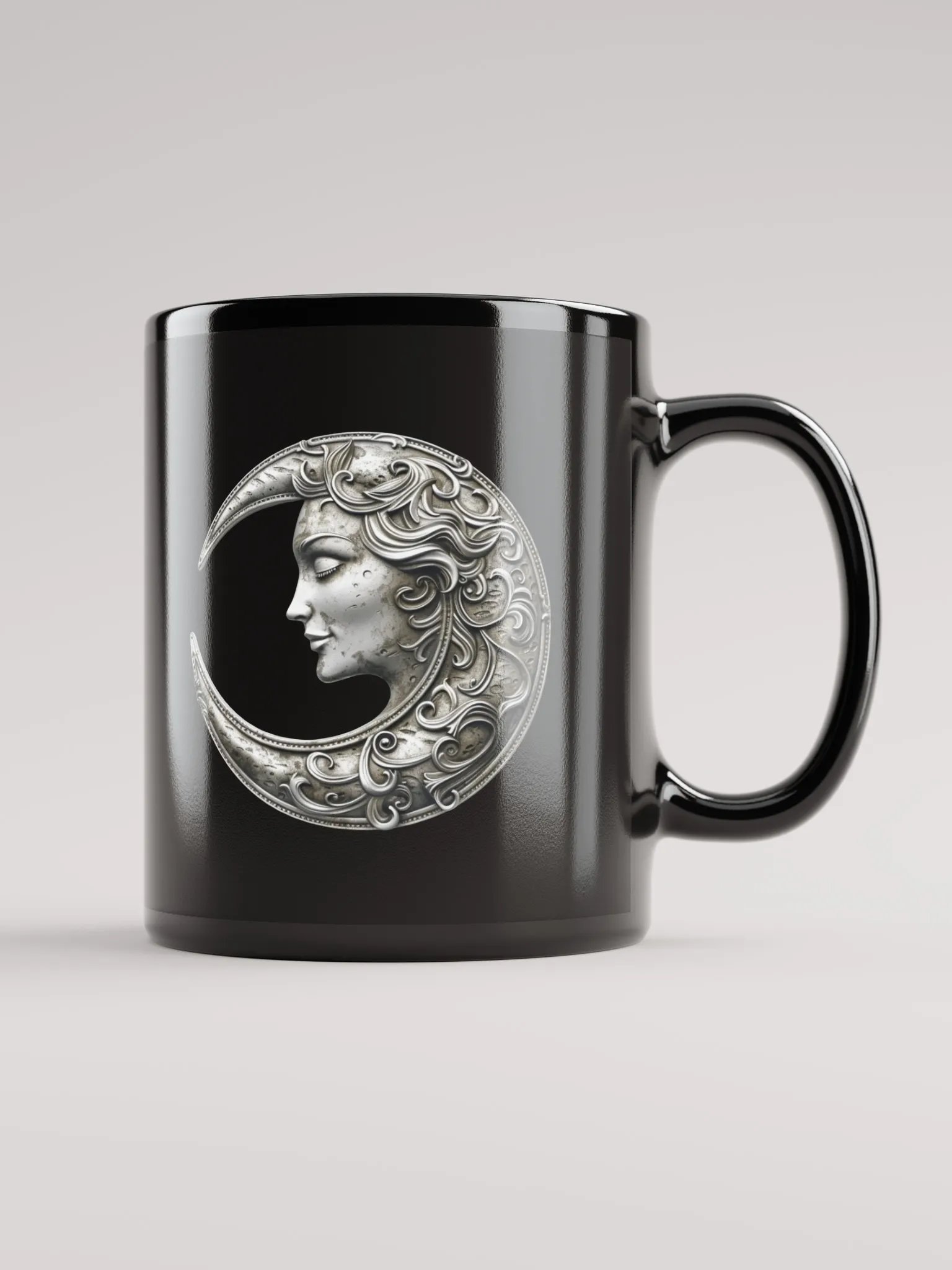 Lunar Faces Black Glossy Mug product image (1)