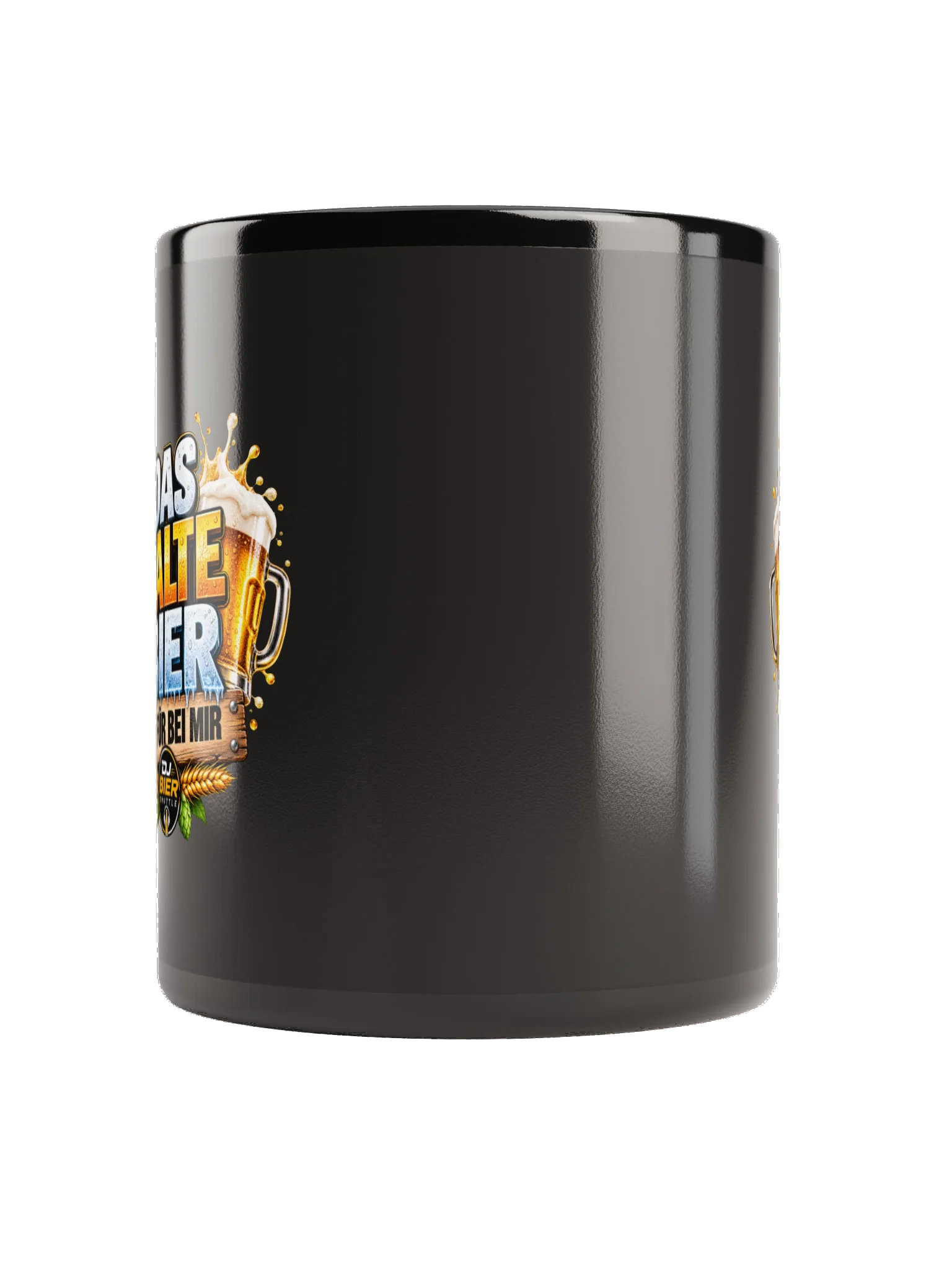 Das kalte Bier ist für bei mir (Schriftzug) Tasse Schwarz product image (3)