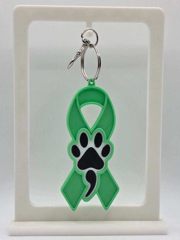 💚 Green Awareness Ribbon Keychain | Dog Paw Semicolon product image (1)