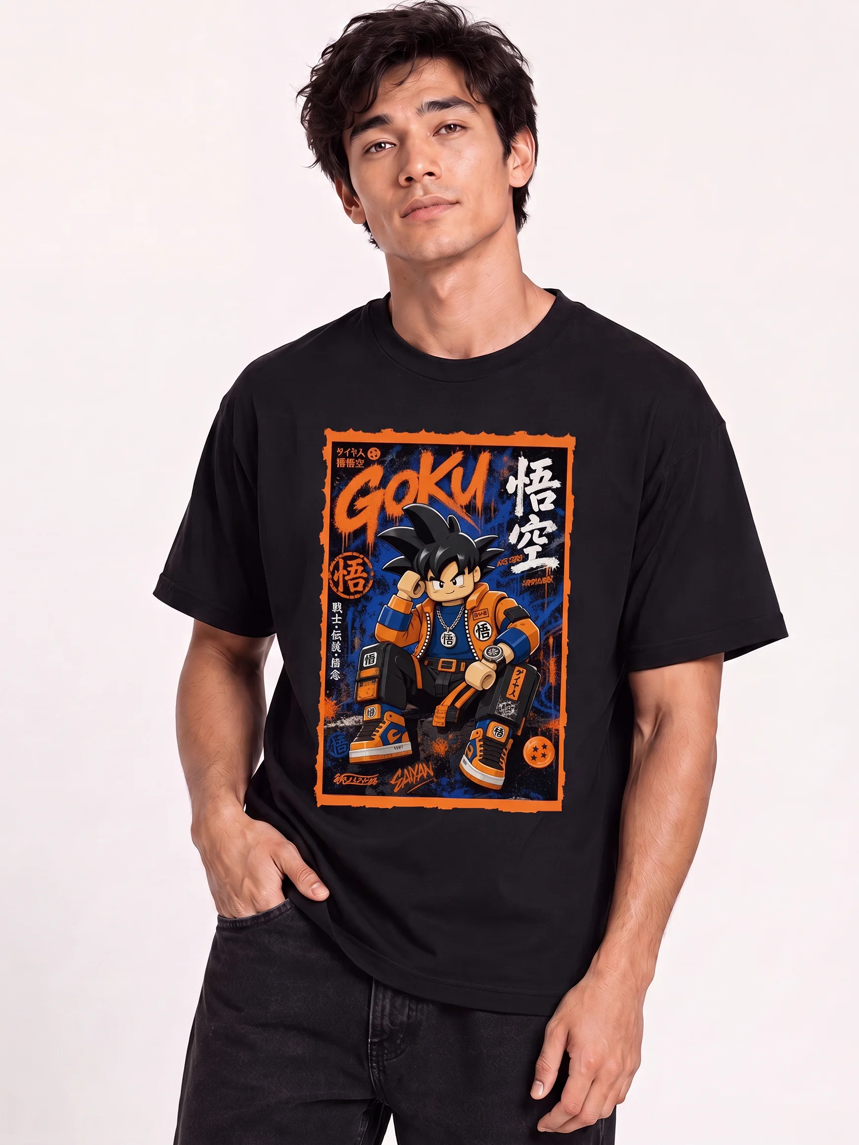 Streetwear Kakarot Lego-Style Anime Graphic Tee product image (1)