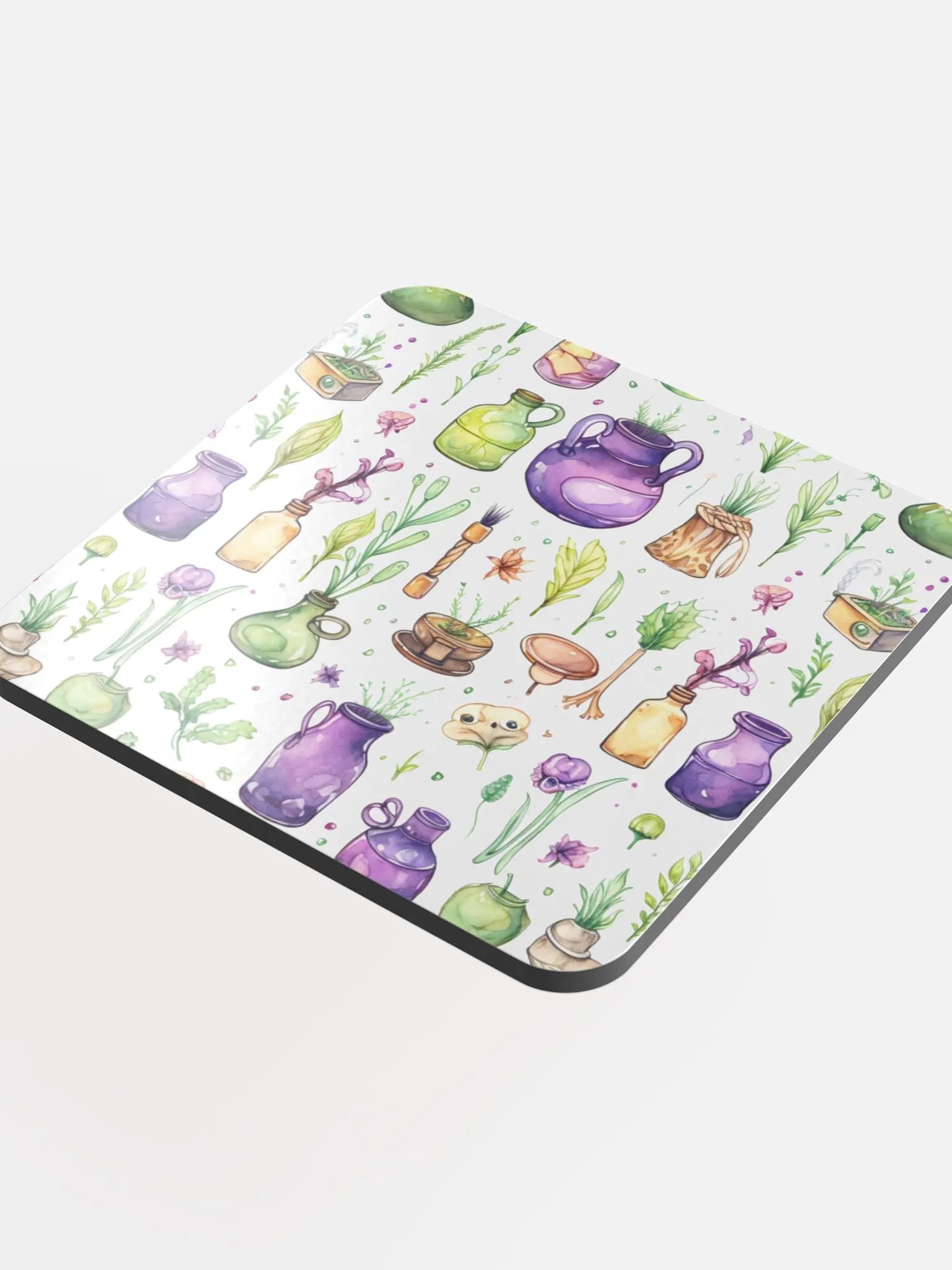 Glossed Cork Coaster 🟩 🔶 🟪 Fascinating Watercolor Pattern - Motif 3 product image (4)