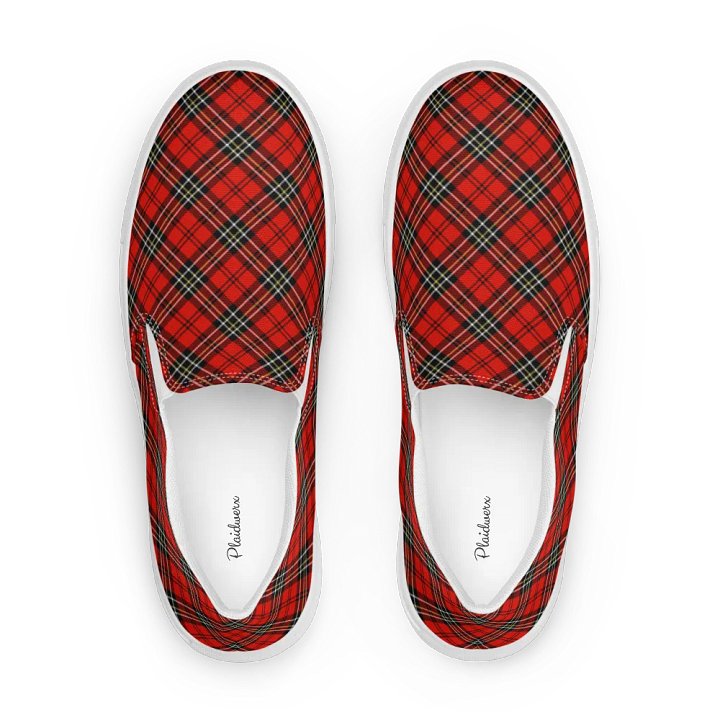 Red Vintage Plaid Women's Slip On Shoes product image (1)