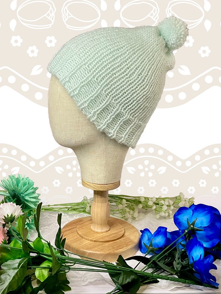 Mint Knit Beanie With Pom Pom product image (1)