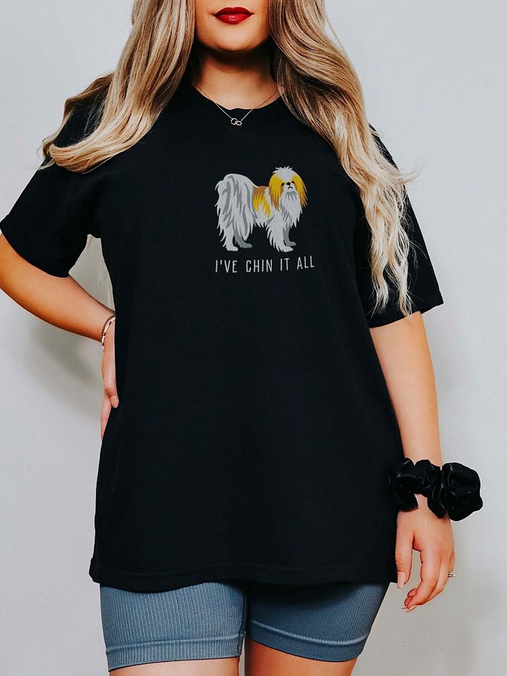 I've Chin It All T-Shirt(Embroidered) of a Japanese Chin(Lemon & White) product image (2)