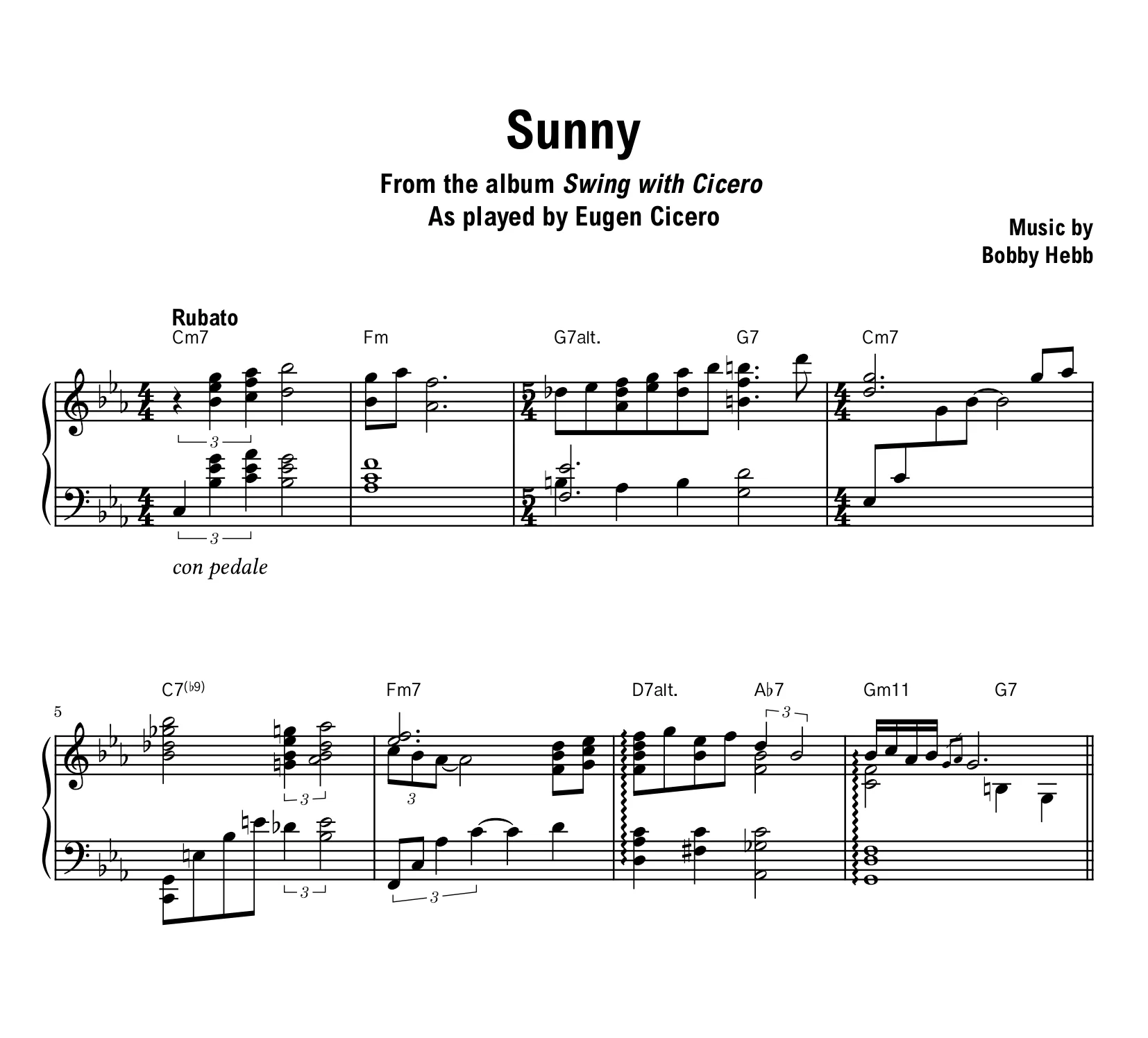 Eugen Cicero - Sunny (Swing with Cicero) - Sheet music (PDF) product image (1)