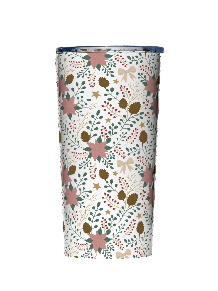 20oz Stainless steel tumbler enchanted forest blooms. Botanical Christmas insulated tumbler with poinsettias product image (1)