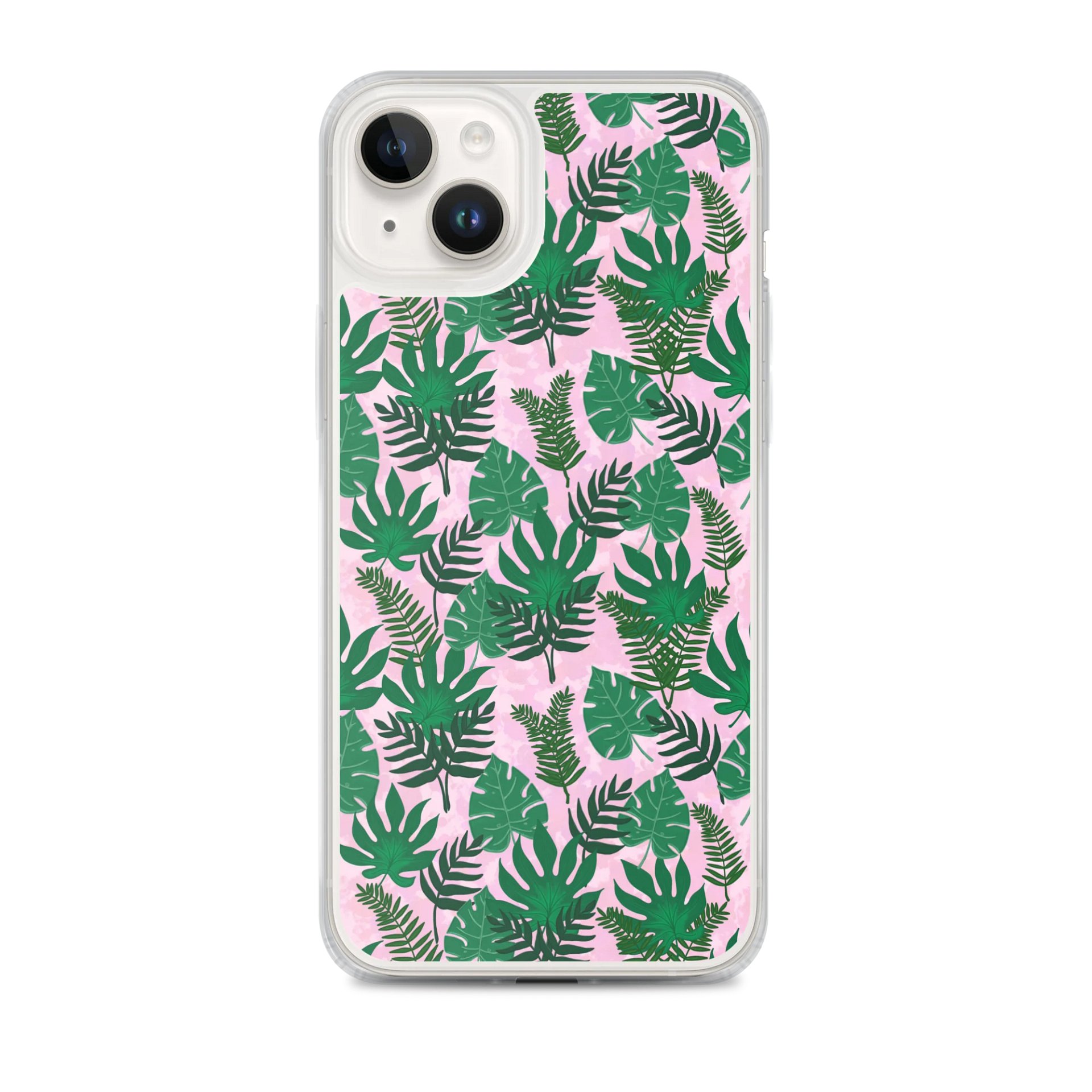 Jungle Leaves Pattern- Pink Background Phone Case product image (2)