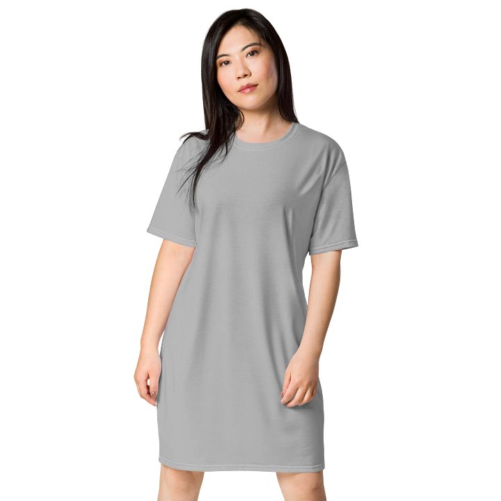 Silver Oversized T-Shirt Dress | Stretchy Fabric | Casual or Formal Style | Sizes 2XS-6XL | Exclusive Design product image (1)