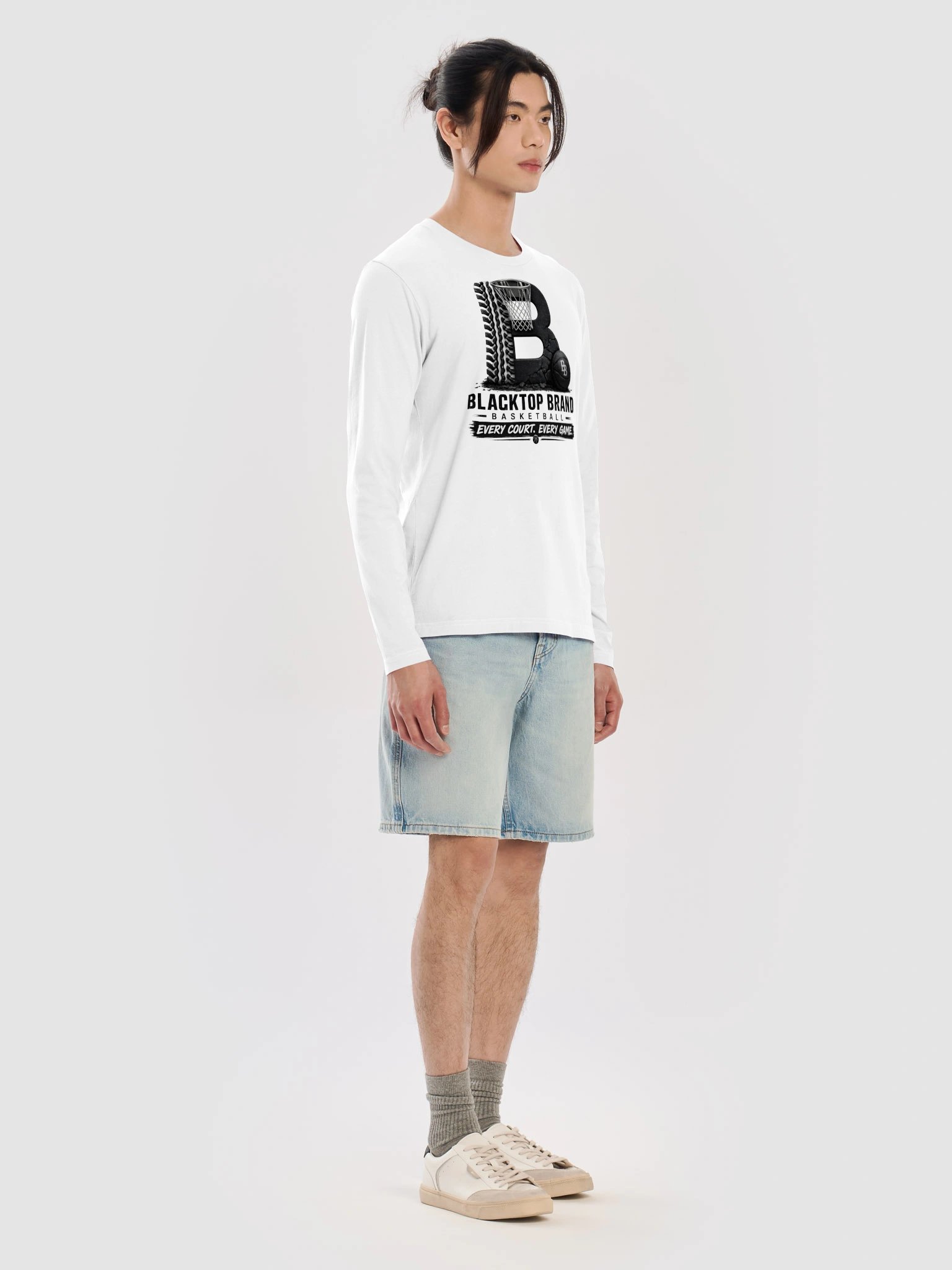 Blacktop Brand Basketball Logo Long Sleeve T-Shirt product image (7)