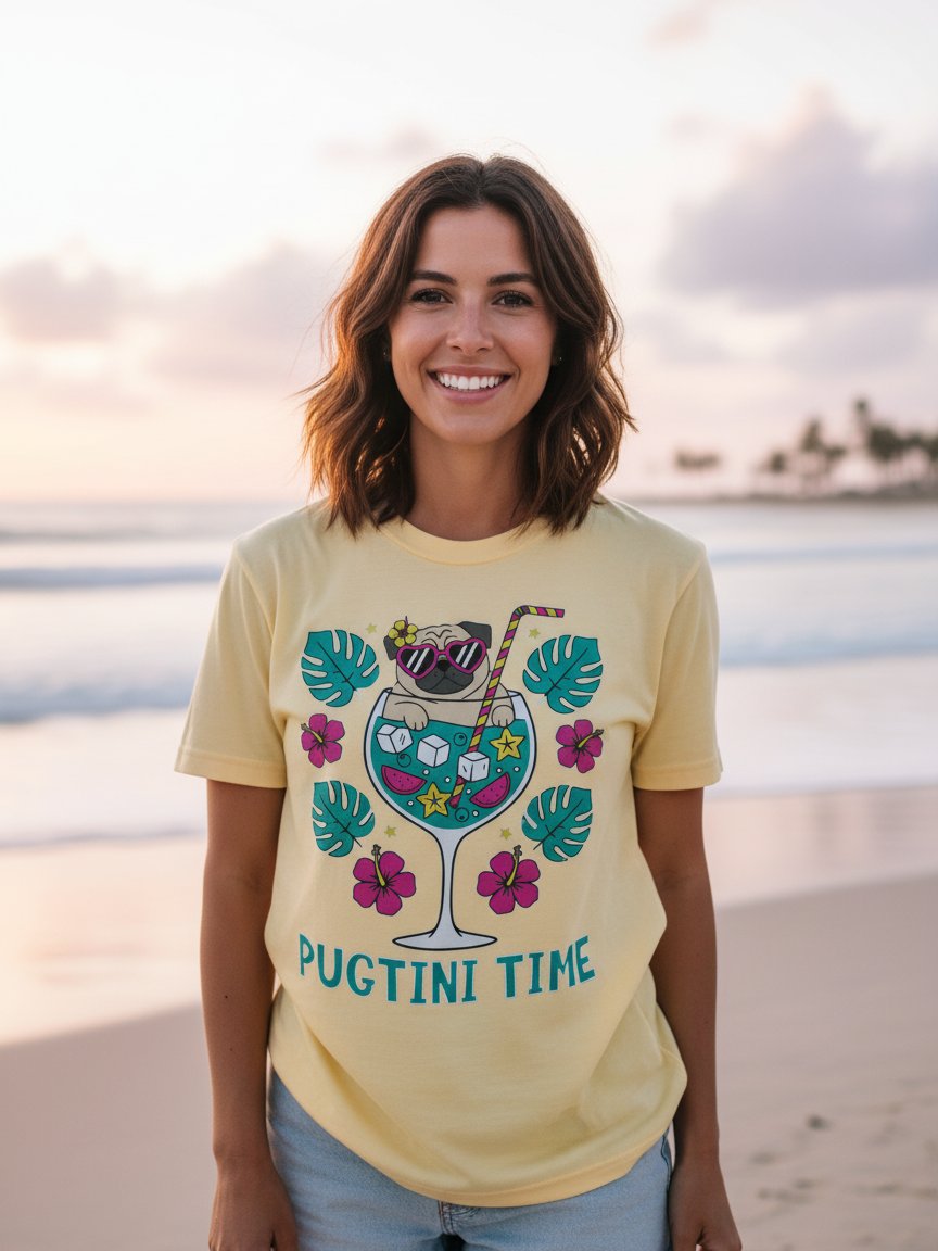 PUGTINI TIME — Pug Cocktail Graphic Tee product image (1)