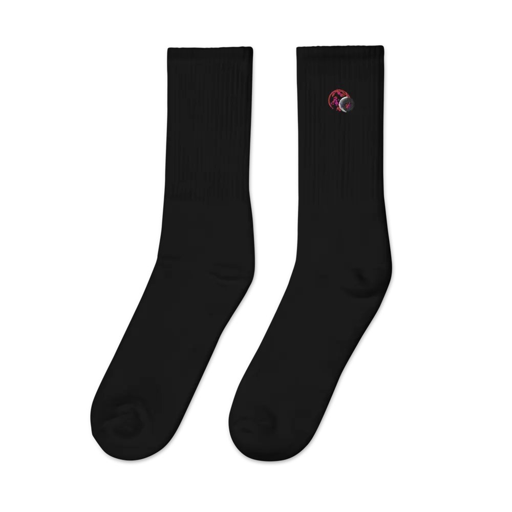 Two faced moon subtle embroidered socks product image (2)