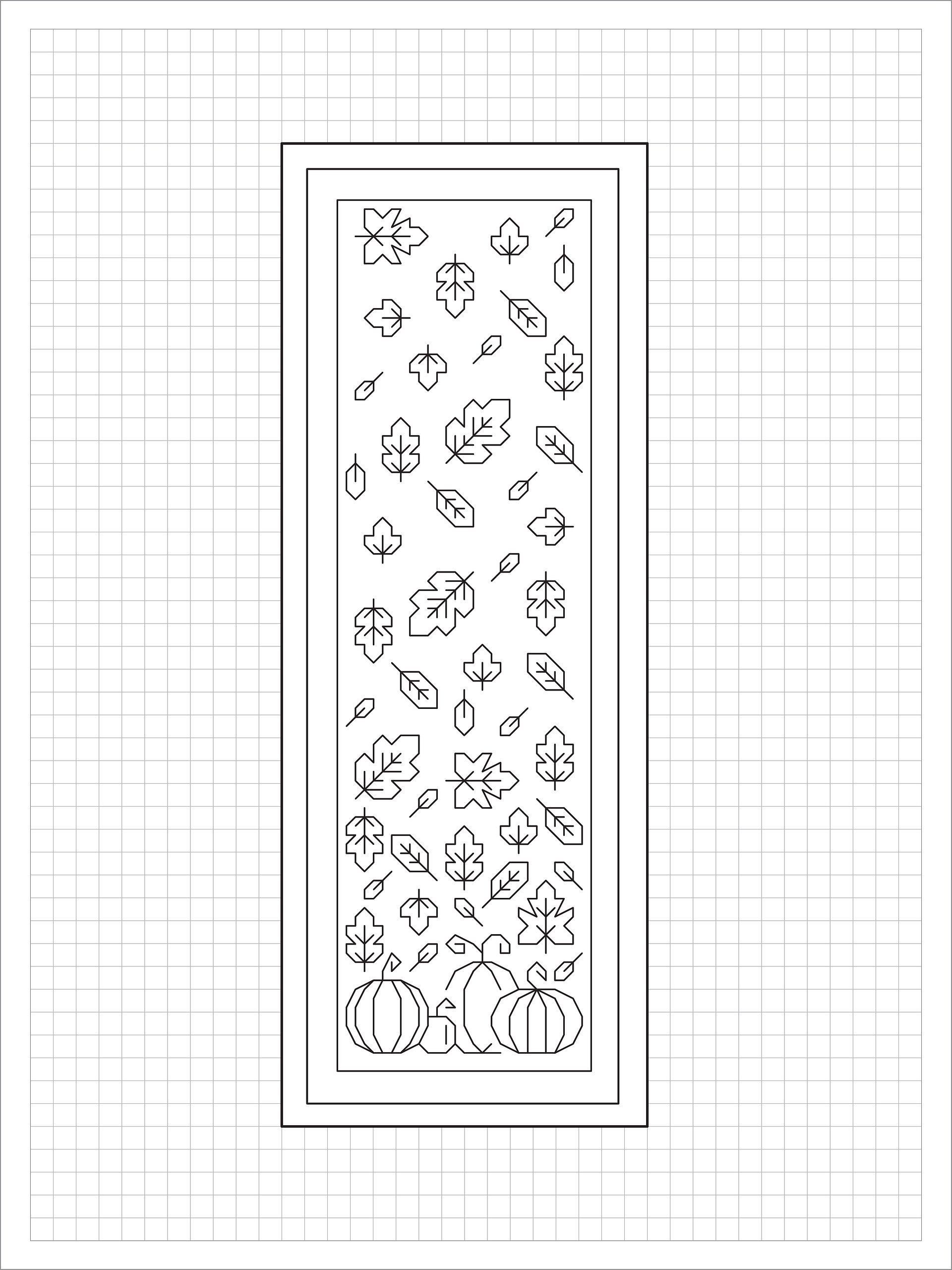 Falling Leaves Bookmark • Blackwork Cross Stitch Pattern • PDF Digital Download product image (1)