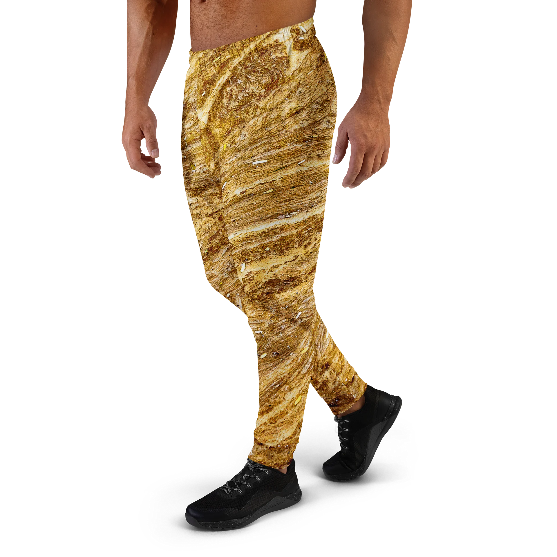 Golden Strata Men's All-Over Print Recycled Layered Amber Joggers product image (1)