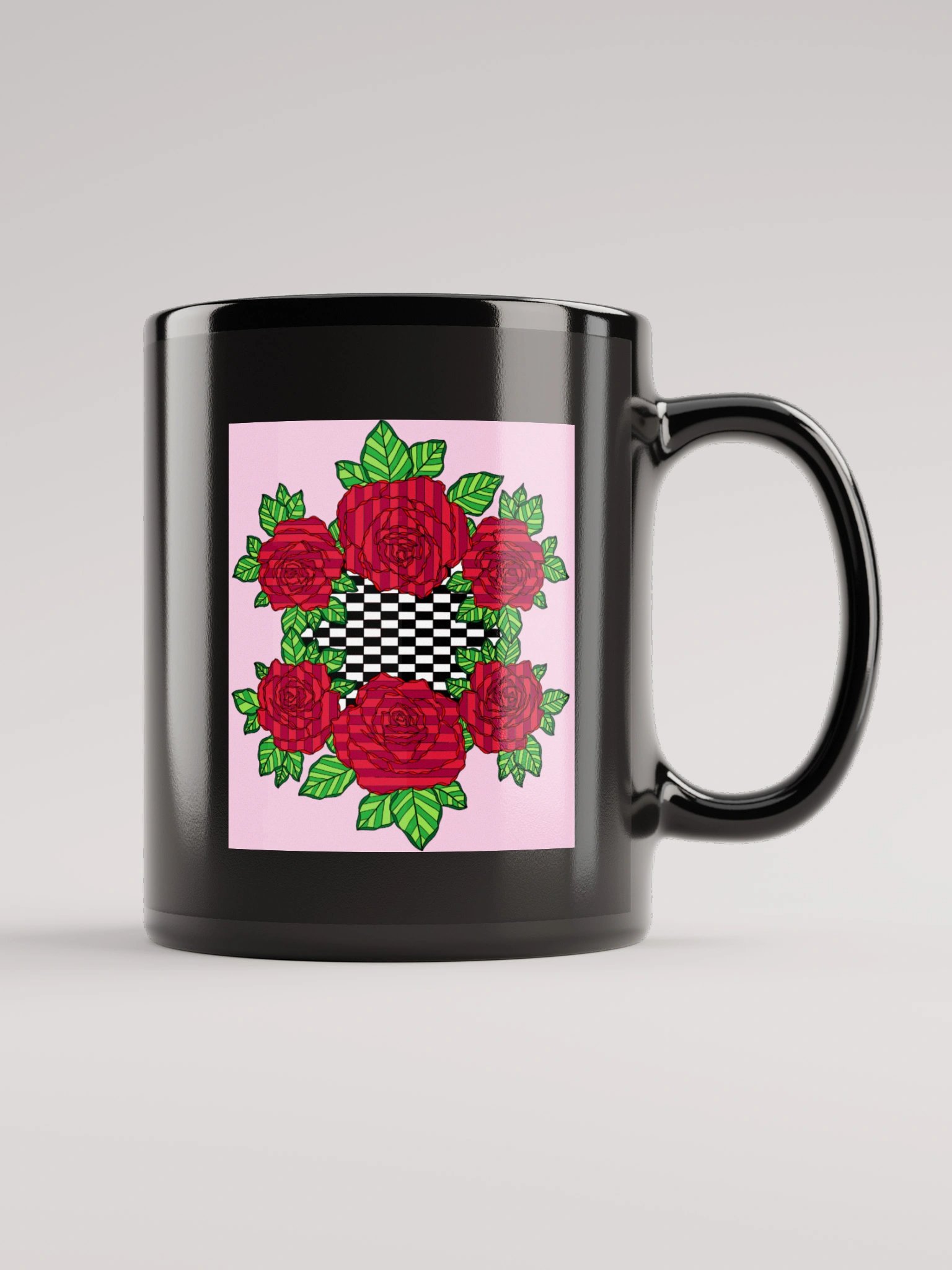 Black Glossy Mug (Rose-Pink) product image (3)