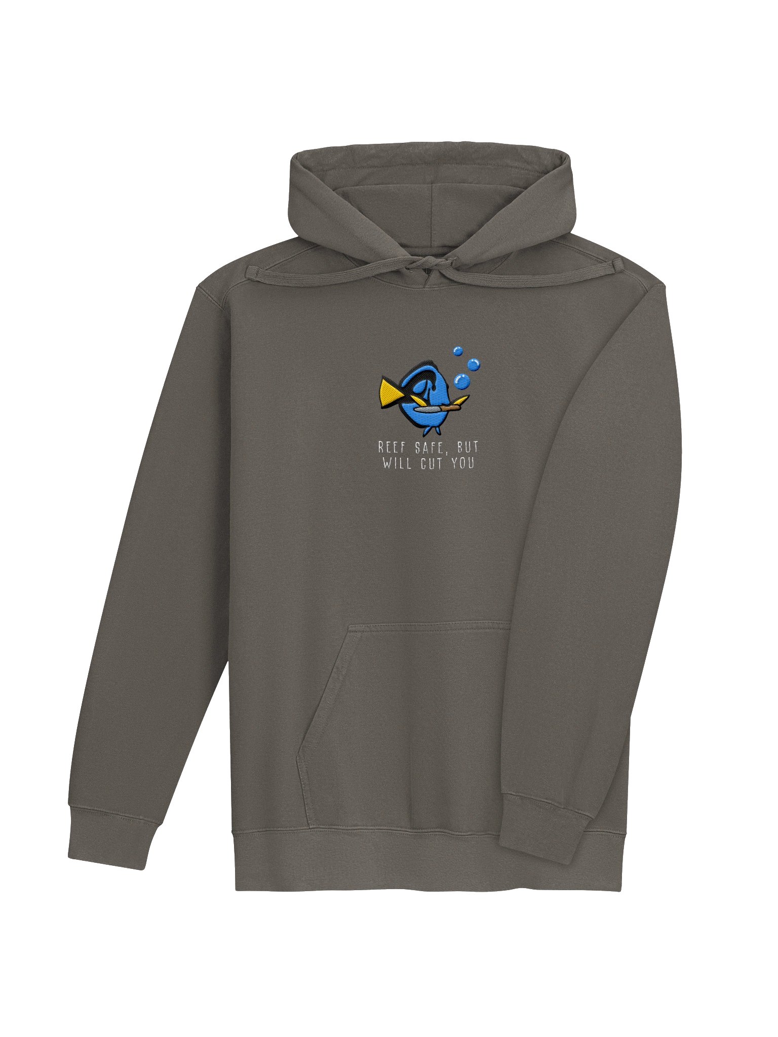 Angry Blue Tang Embroidered Premium Hoodie | Saltwater Reef Aquarium Fish & Marine Life Apparel product image (7)