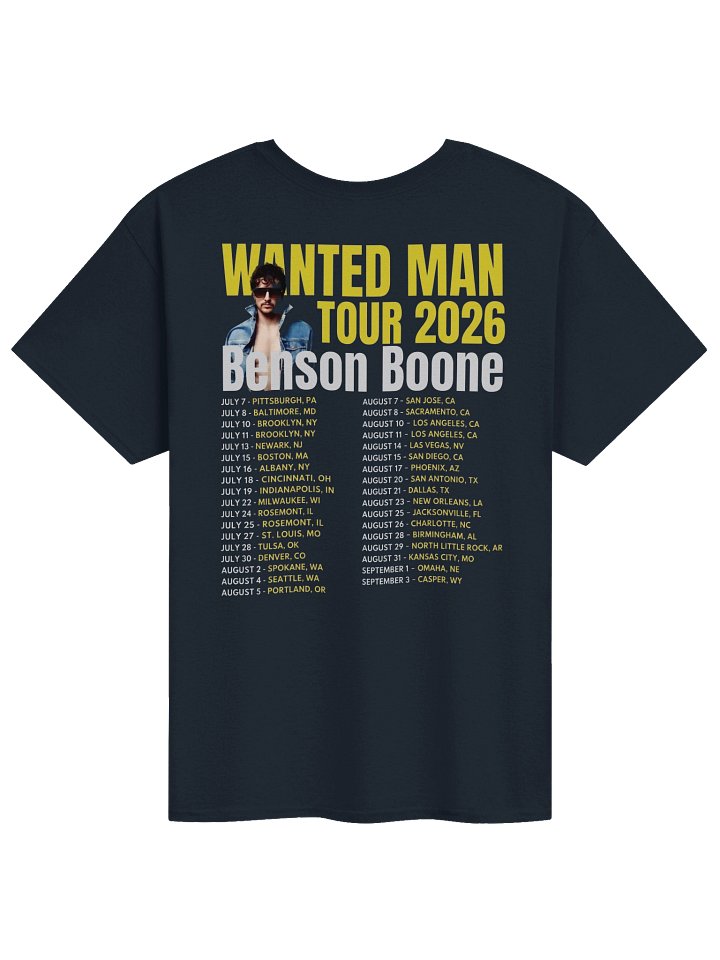 Wanted Man Featuring Benson Boone Tour Tshirt product image (2)