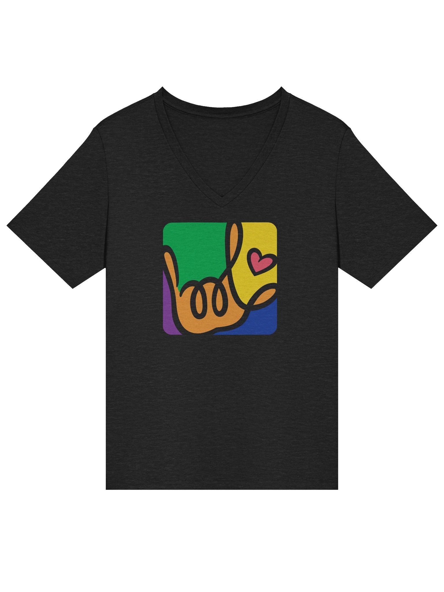 Womens Forever ILY Colorful Box V-Neck T-shirt product image (3)
