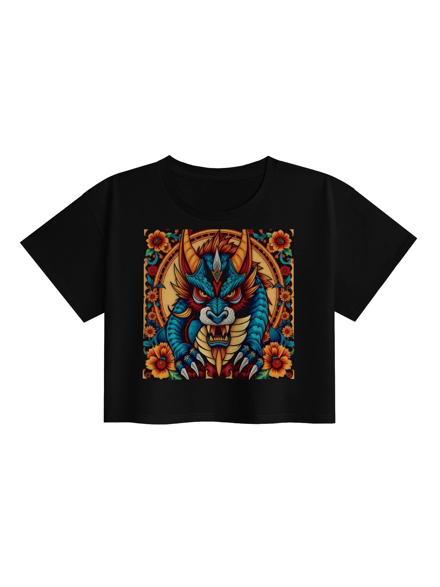 Fierce Dragonwolf Floral Crop Top product image (1)