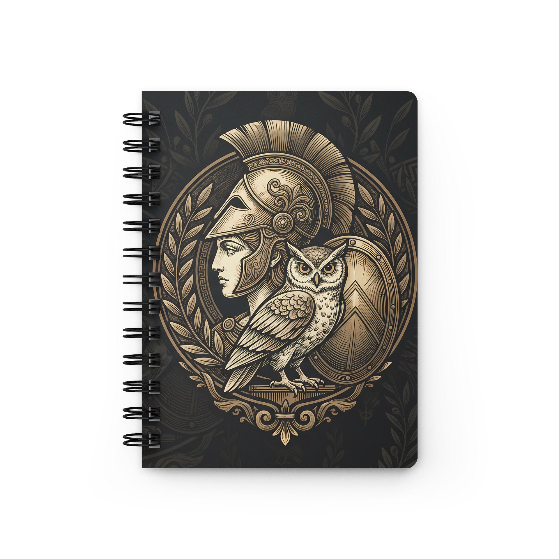 Athena Notebook – Greek Mythology Spiral Journal with Owl & Warrior Design product image (3)