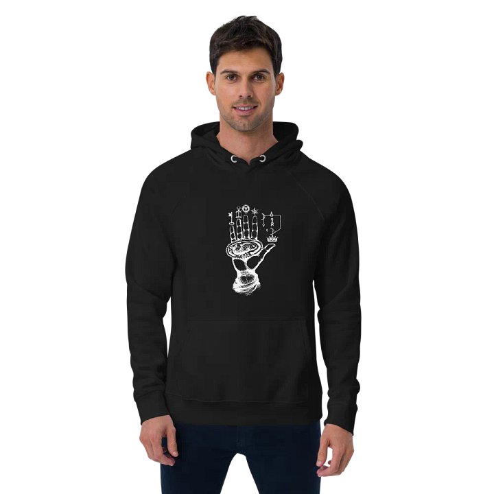 [Hand of Mysteries 3 - White] - Unisex Eco Raglan Hoodie product image (2)