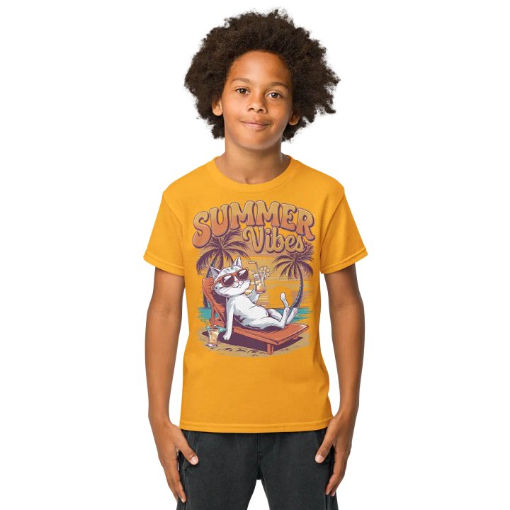 Cool Cat Summer Vibes Youth Tee product image (2)