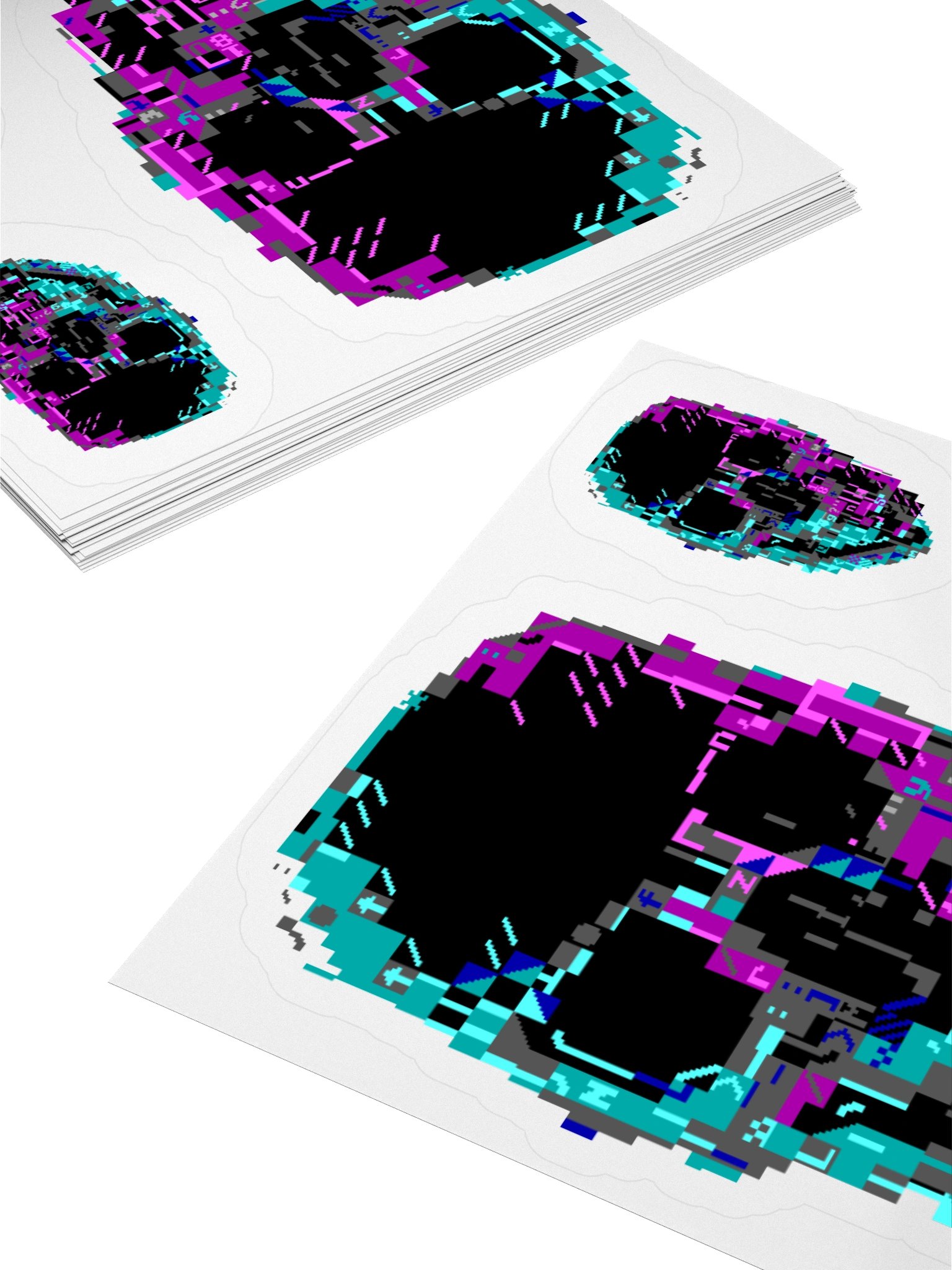 Cyberpunk ASCII Glitch Skull Stickers product image (12)