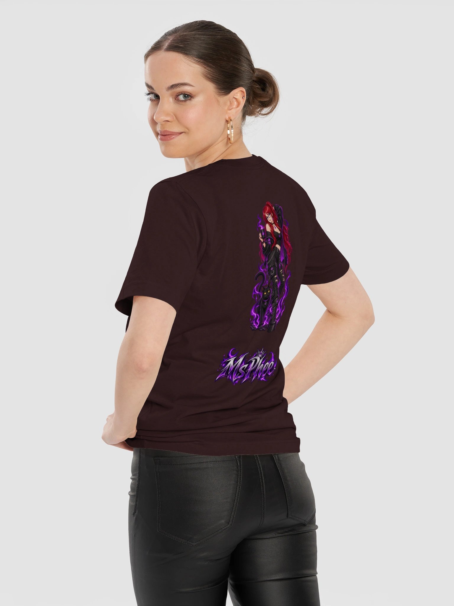 MsPhee Anime Woman With Cat Tee product image (54)