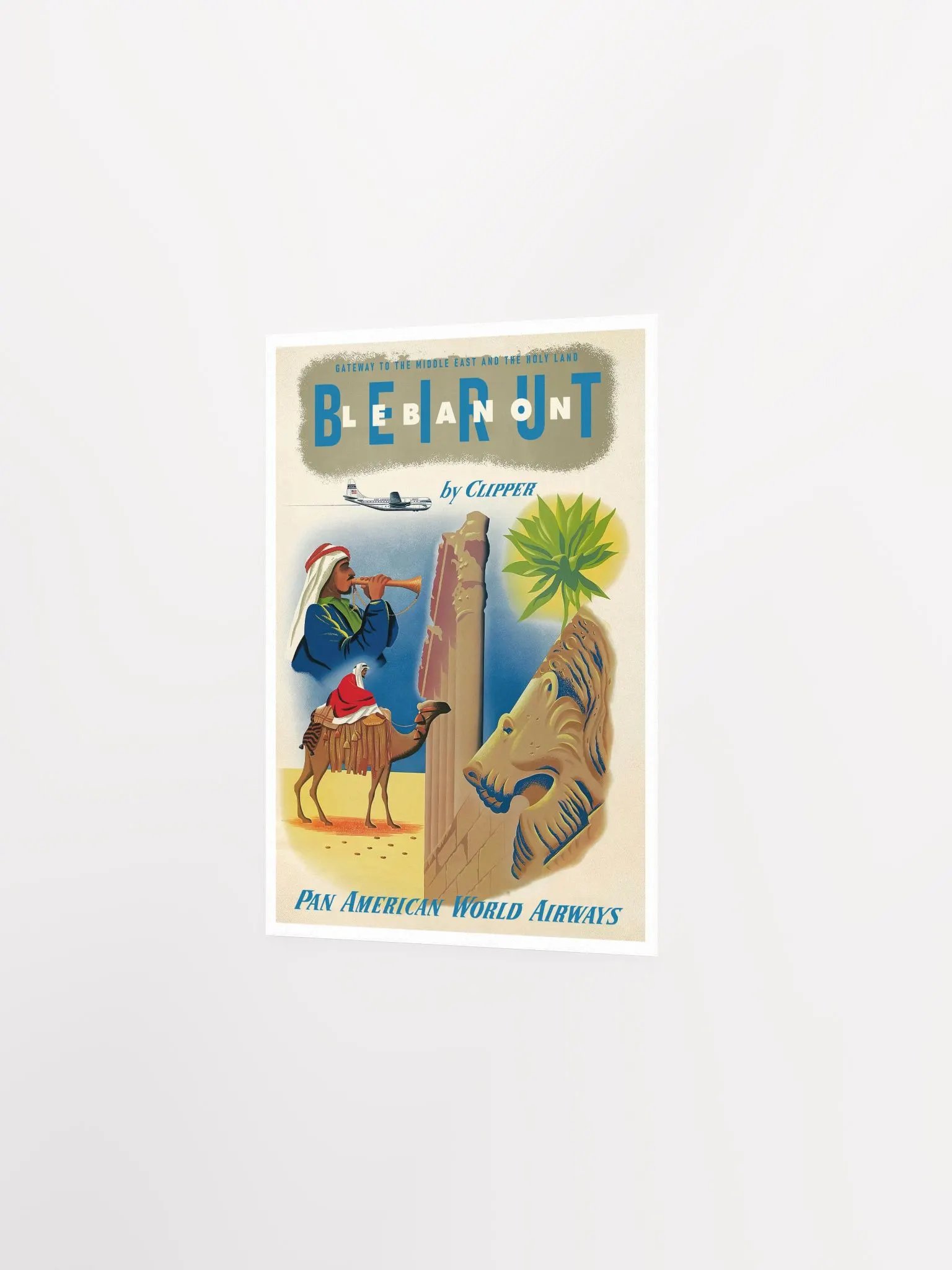 Pan American: Beirut - Lebanon by Clipper, 1950s — retro vintage travel poster, retro travel art, retro travel wall art product image (7)