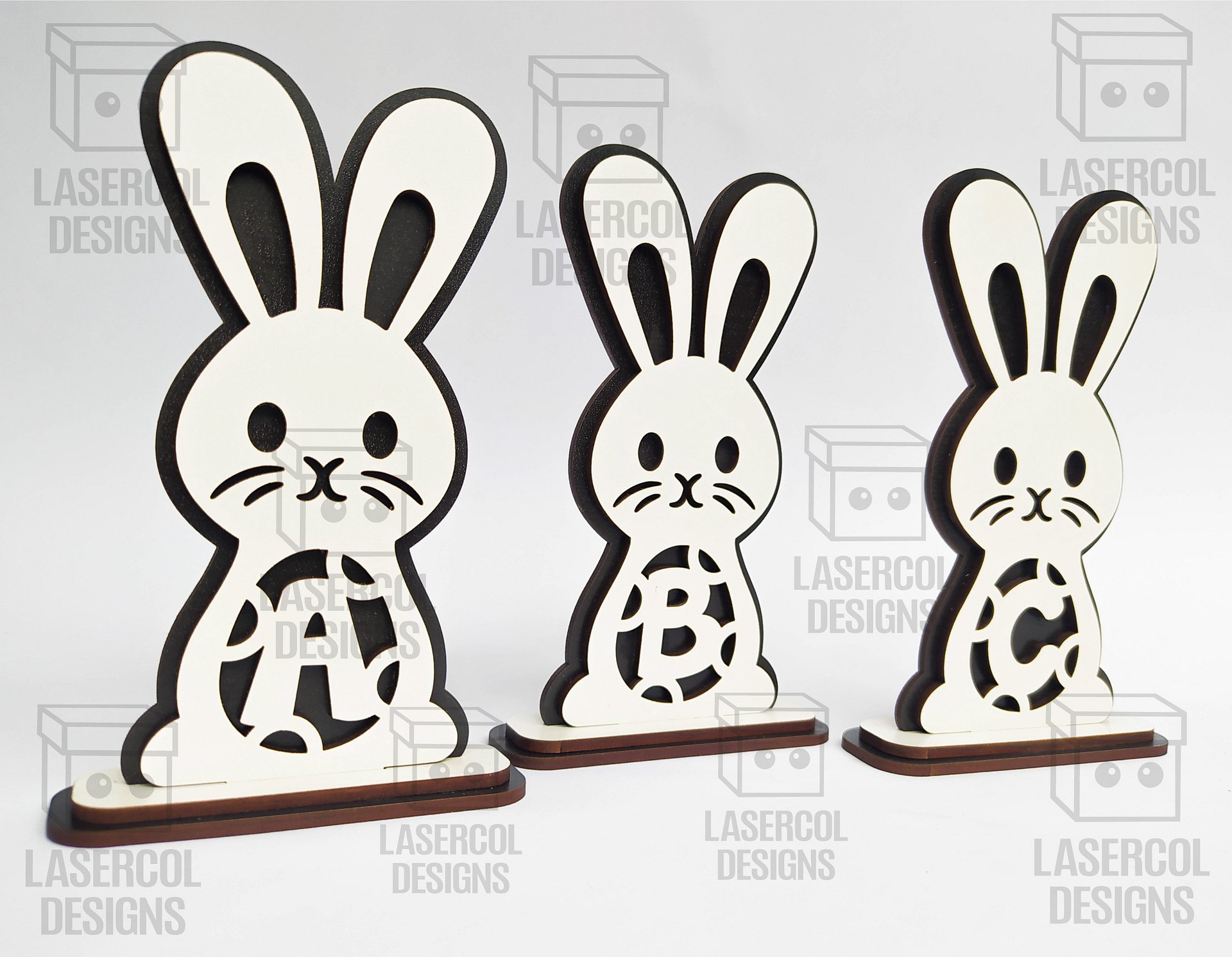 Easter Bunny Monogram Set 1 (3 Sizes) - Laser Cut Files product image (10)