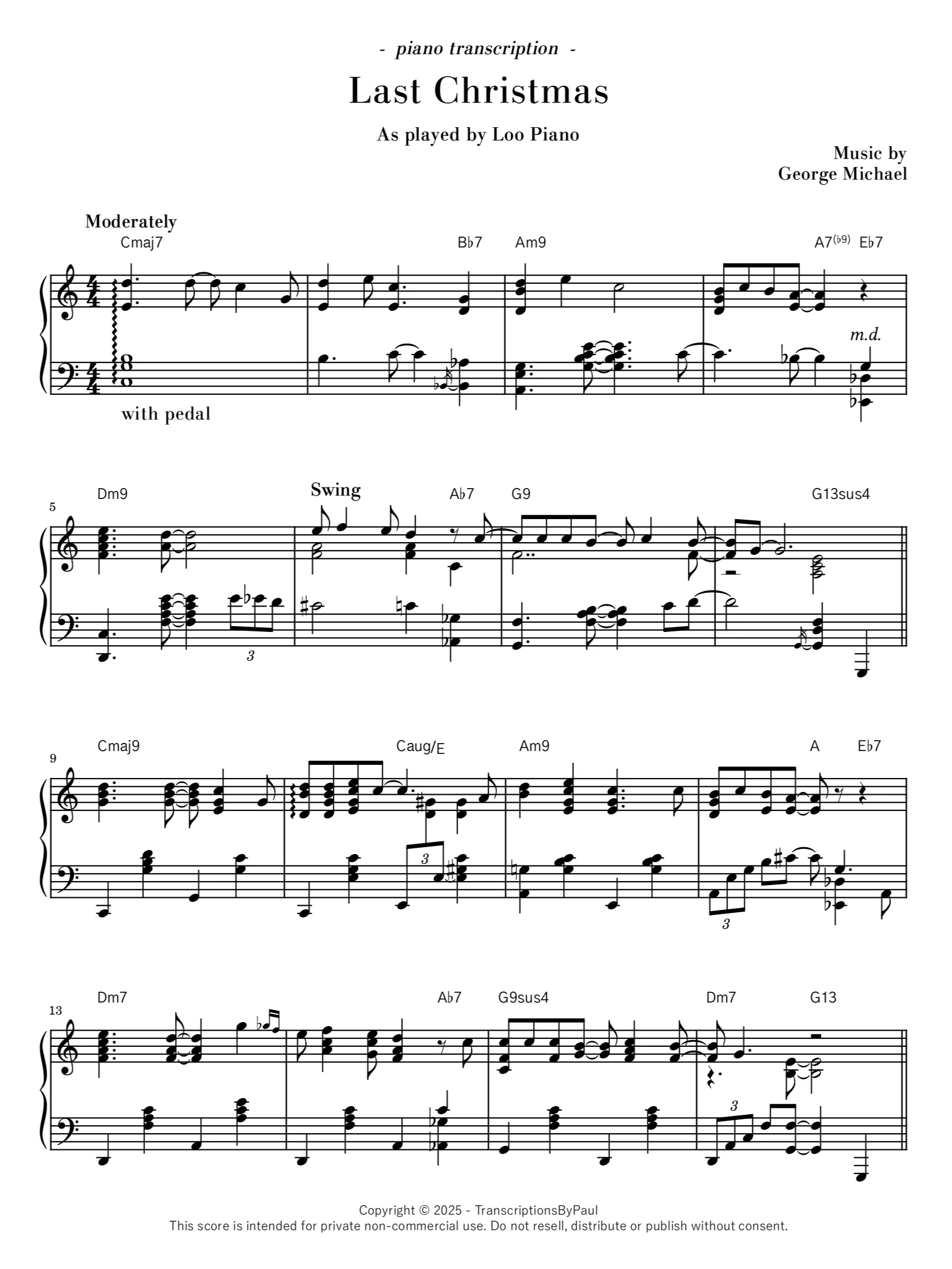 [C major] Last Christmas - Loo Piano product image (1)