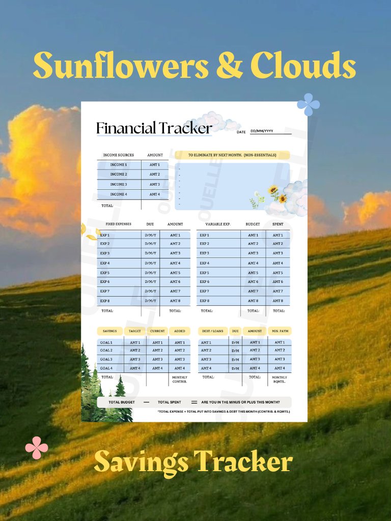 Sunflower & Clouds: Budget Planner (PDF & Template) product image (1)