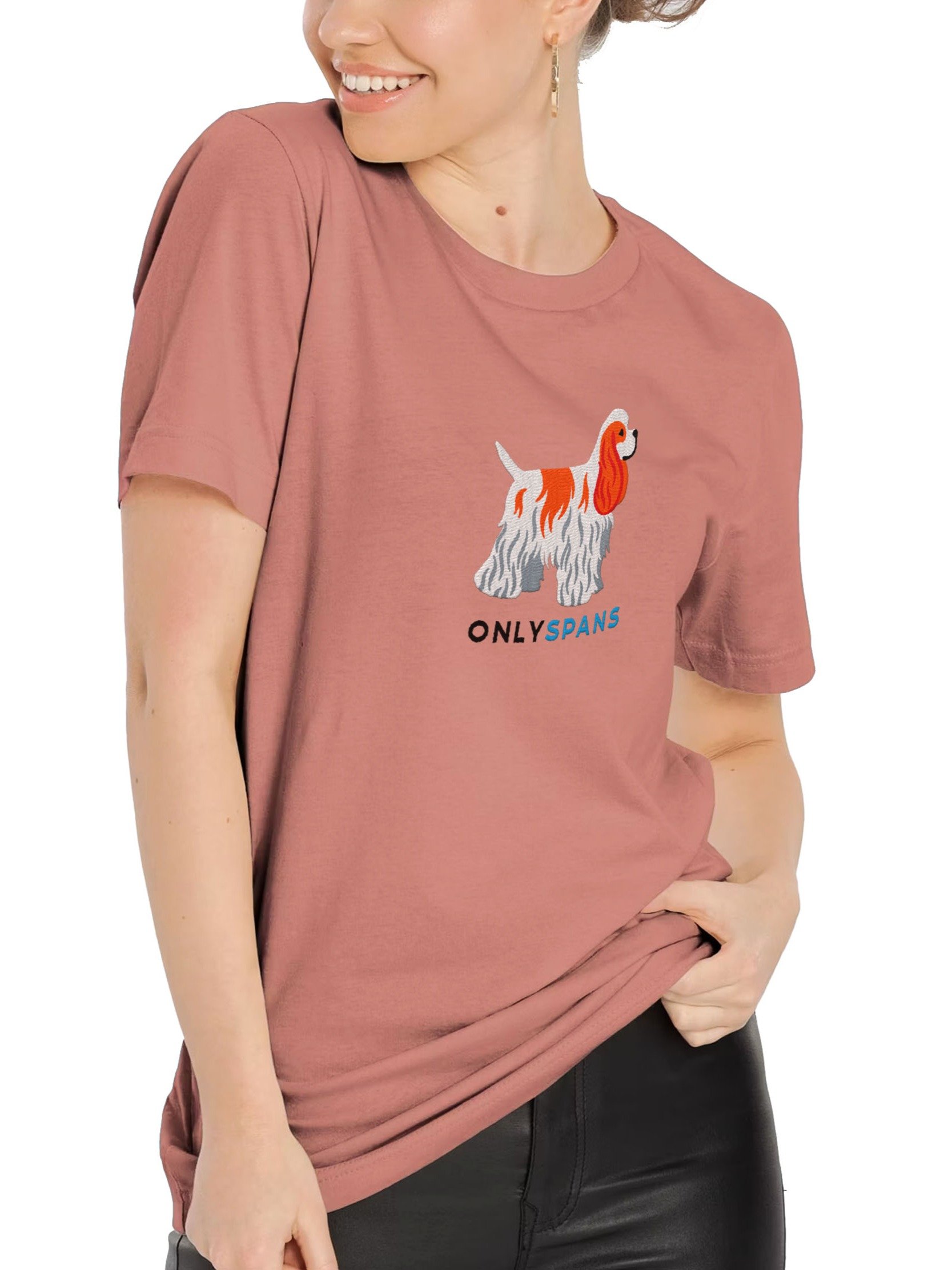 Only Spans T-Shirt(Embroidered) of an American Cocker Spaniel(Red & White) product image (2)