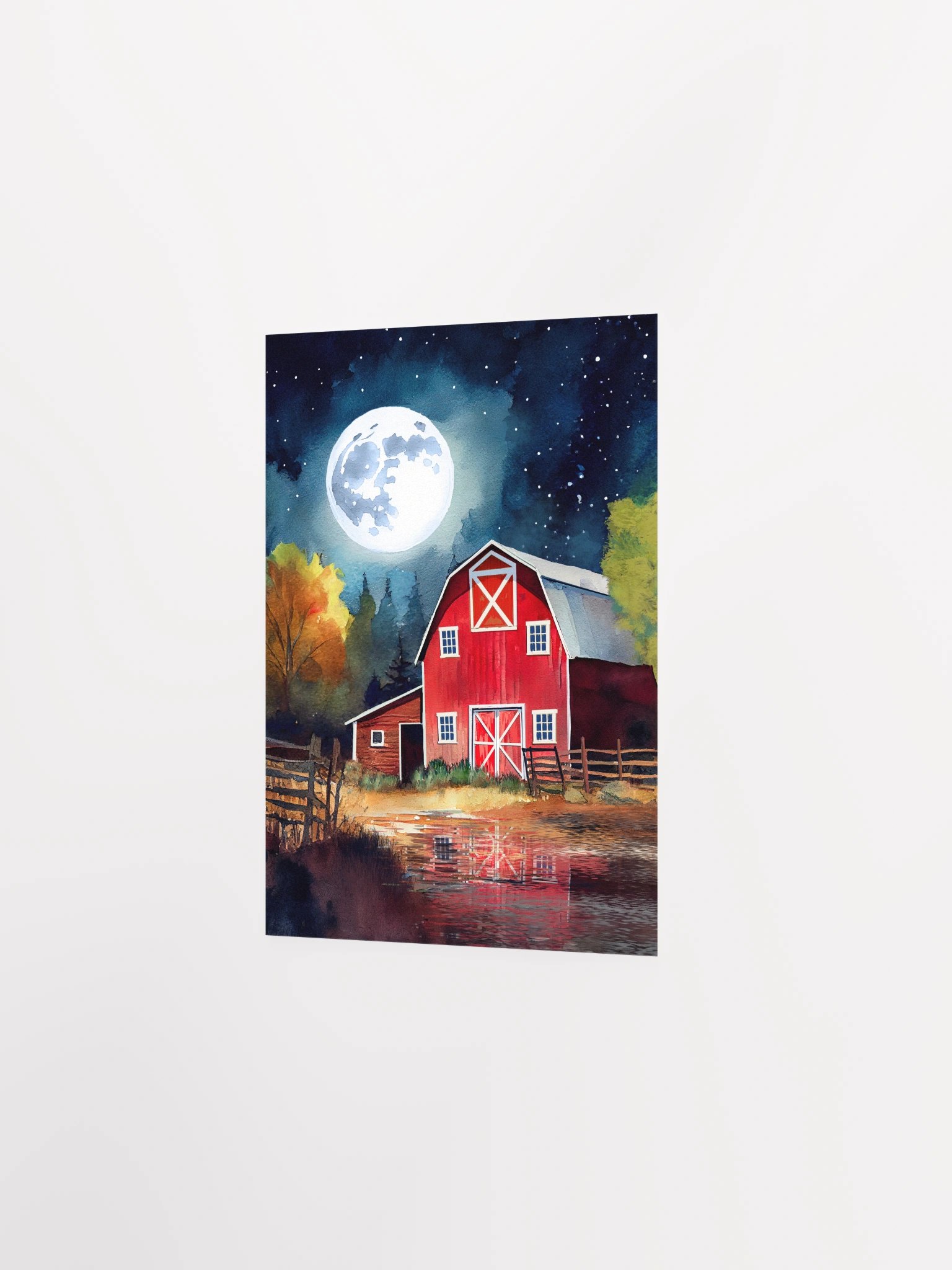 Old Red Barn under Full Moon Studio Art Print product image (15)