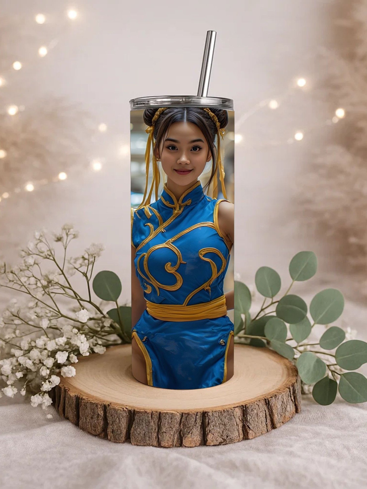Chun Li Blue Qipao Cosplay 20oz Tumbler product image (3)