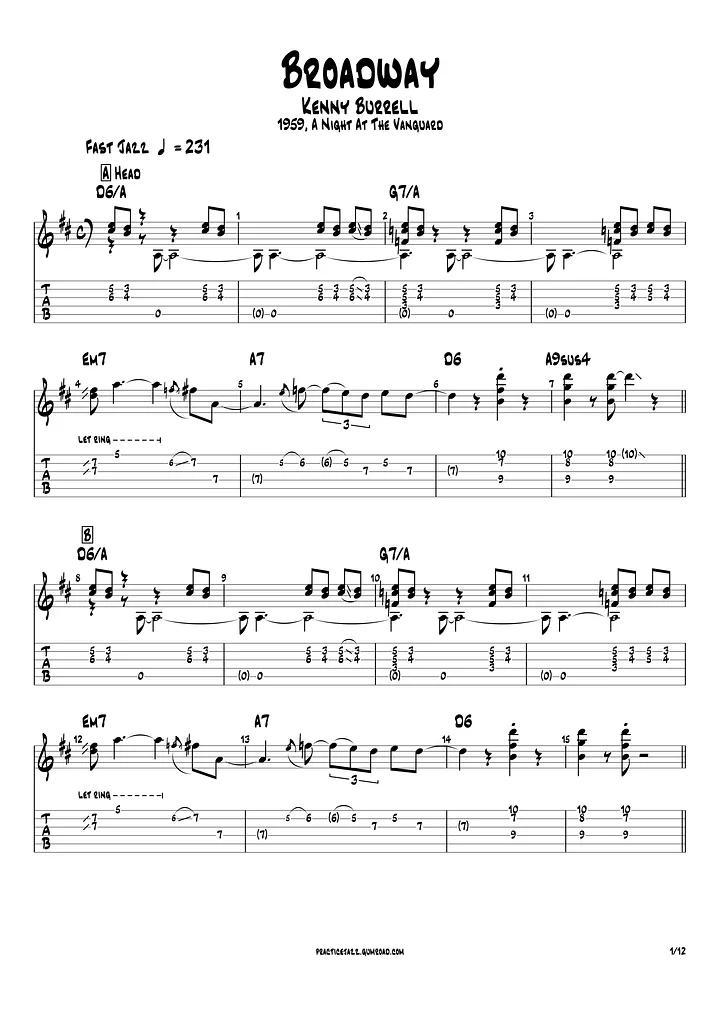 (Transcription GP) Broadway - Kenny Burrell | 1959 A Night At The Vanguard product image (2)